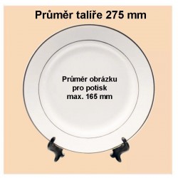 Talíř velký s vlastním potiskem dekorovaný (zlatý okraj)