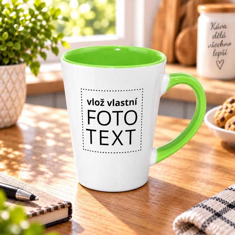 Hrnek latte zeleny keramicky