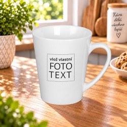 Hrnek Latt&eacute;,300 ml, b&iacute;l&yacute; s vlastn&iacute; fotkou, či potiskem