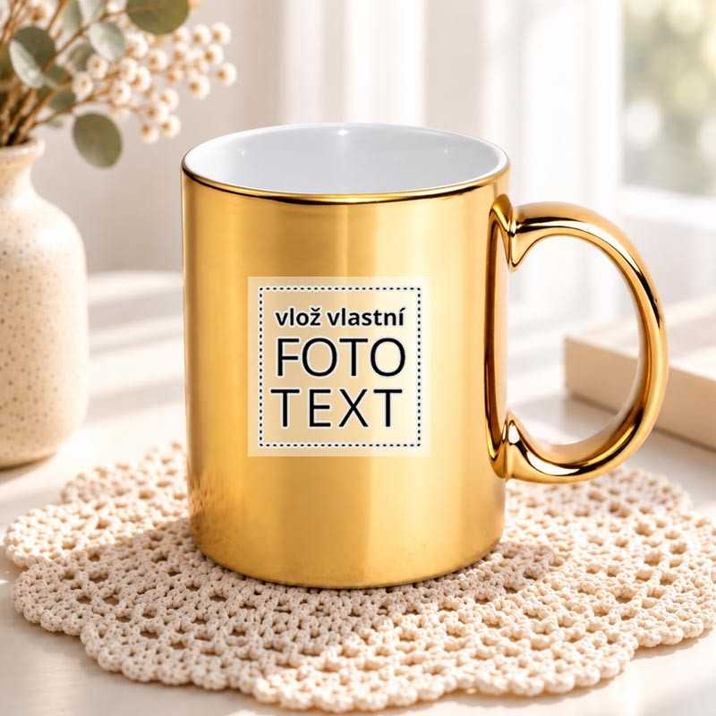 Hrnek zlaty vlastni fotkou ci potiskem
