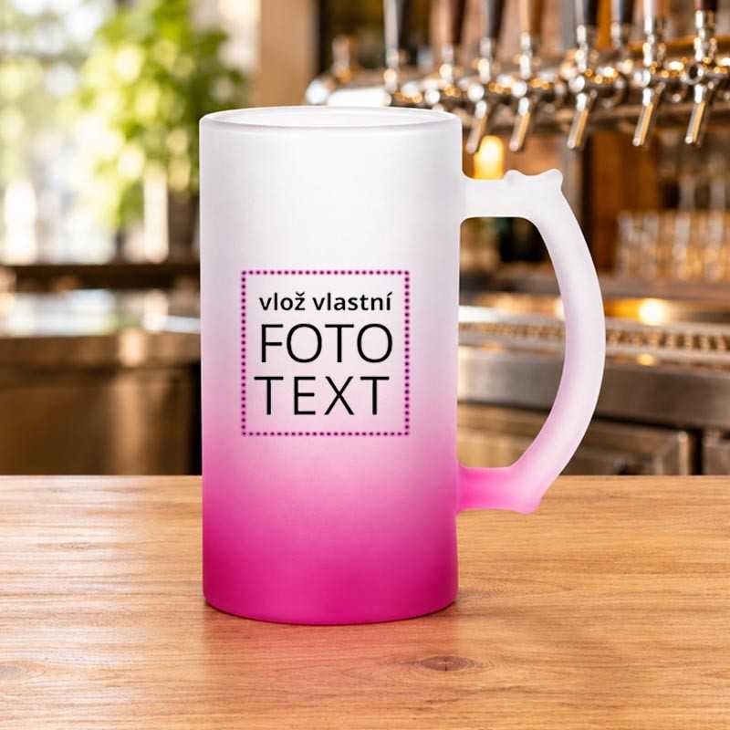Korbel skleneny matny s fotkou fialovy gradient