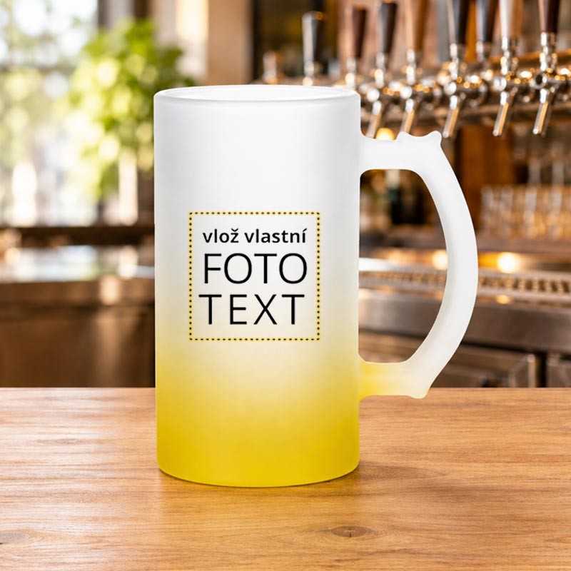 Korbel skleneny matny s fotkou zluty gradient