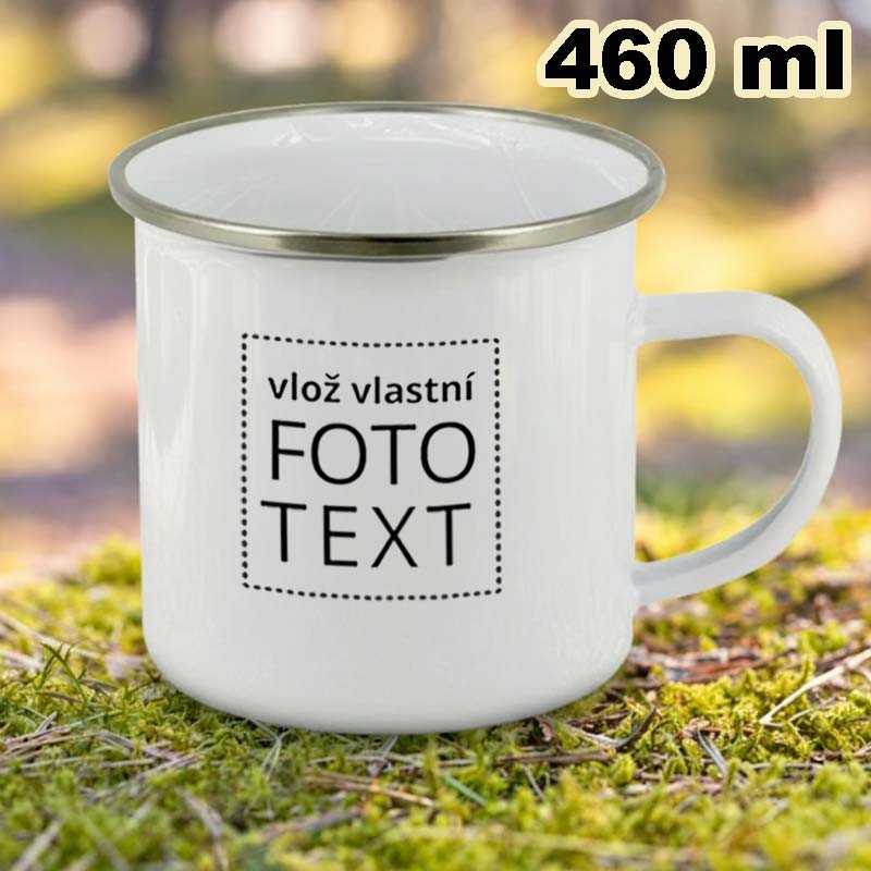 Smaltovaný hrníček bílý 460ml