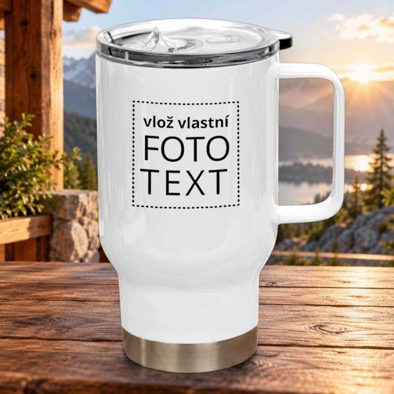 Bílý termohrnek nerez celokovový 450 ml