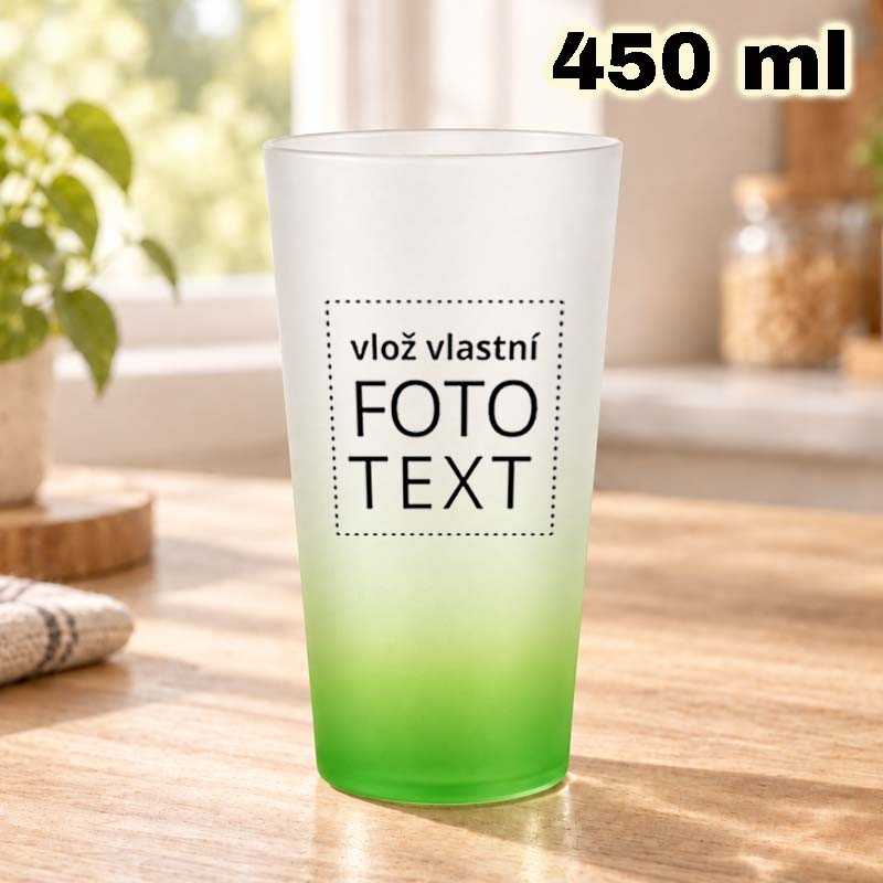 Sklenice matná 450 ml zelený přechod