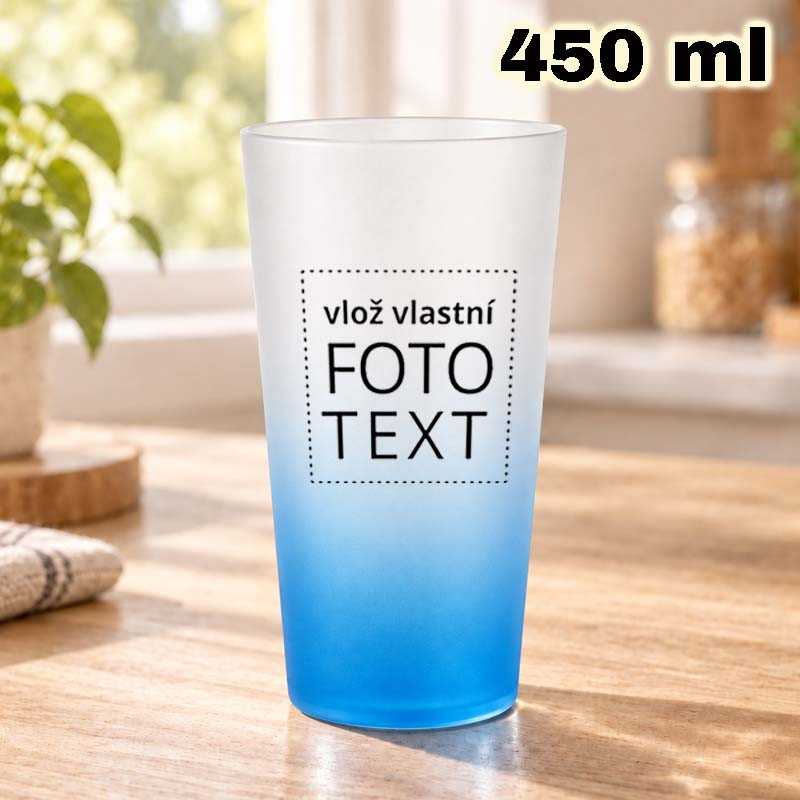 Sklenice matná 450 ml modrý přechod