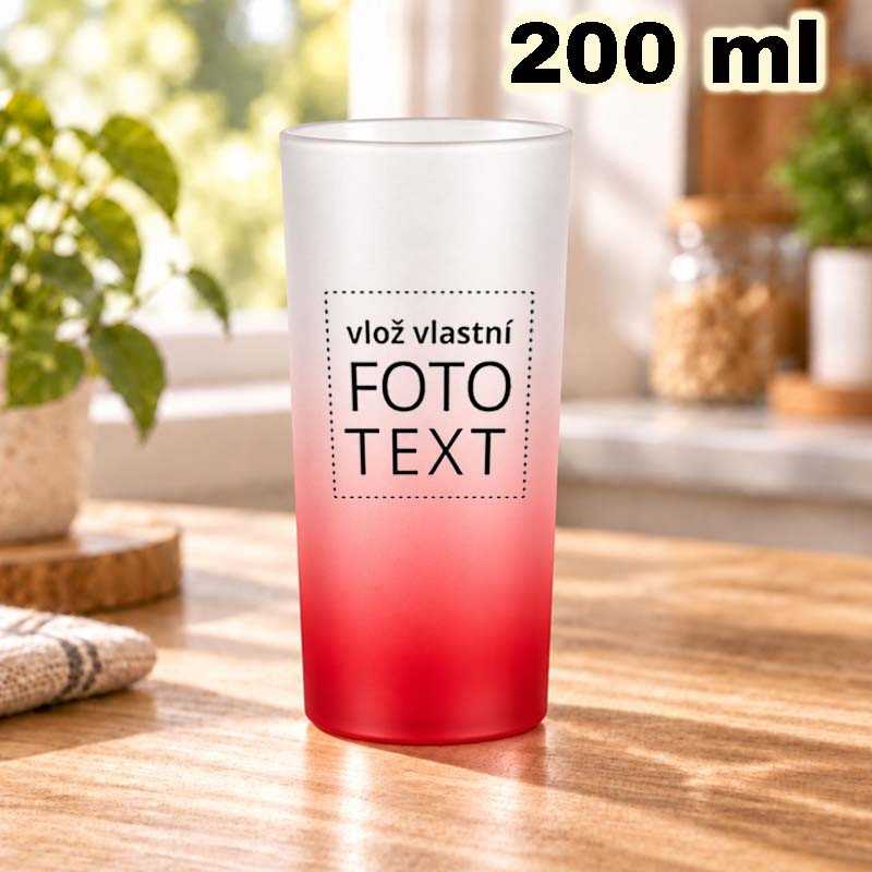 Sklenice matná 200 ml červený přechod