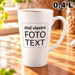 Hrnek Latt&eacute; 400 ml, b&iacute;l&yacute;, s vlastn&iacute; fotkou, či potiskem, 400 ml