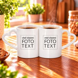 Set dvou hrnků s uchy srdce pro zamilovan&eacute;