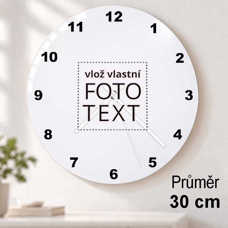 Hodiny s fotkou skleněné 30cm. Luxusní dárek. Bezkonkurenční cena.