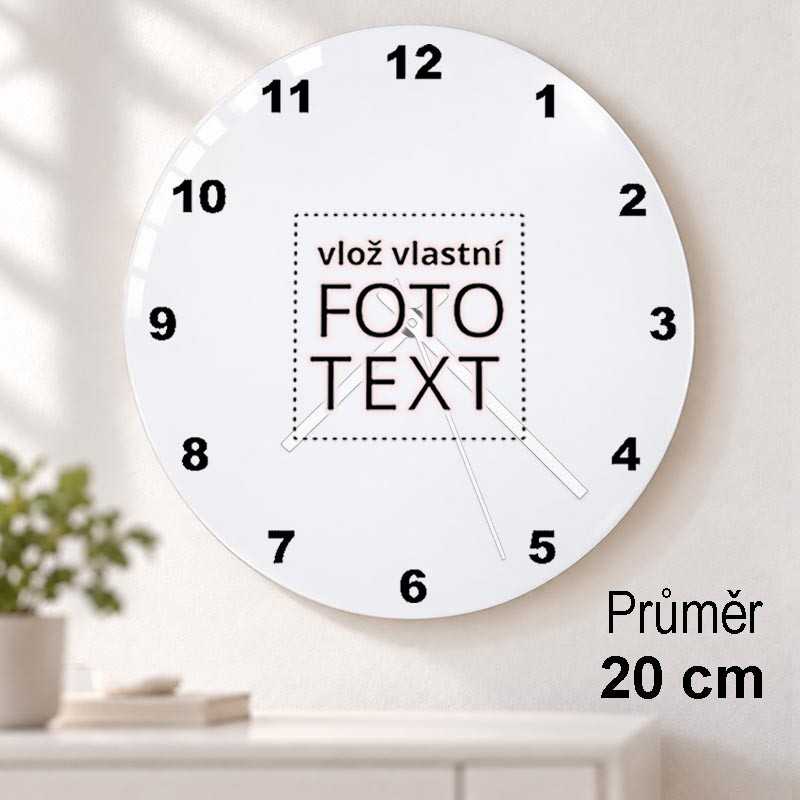 Hodiny s fotkou skleněné 20cm. Luxusní dárek. Bezkonkurenční cena.