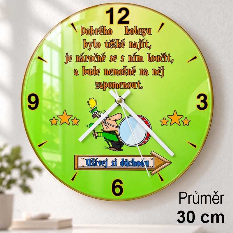 Hodiny skleněné 30 cm k odchodu do důchodu pro muže s vlastní fotkou 2