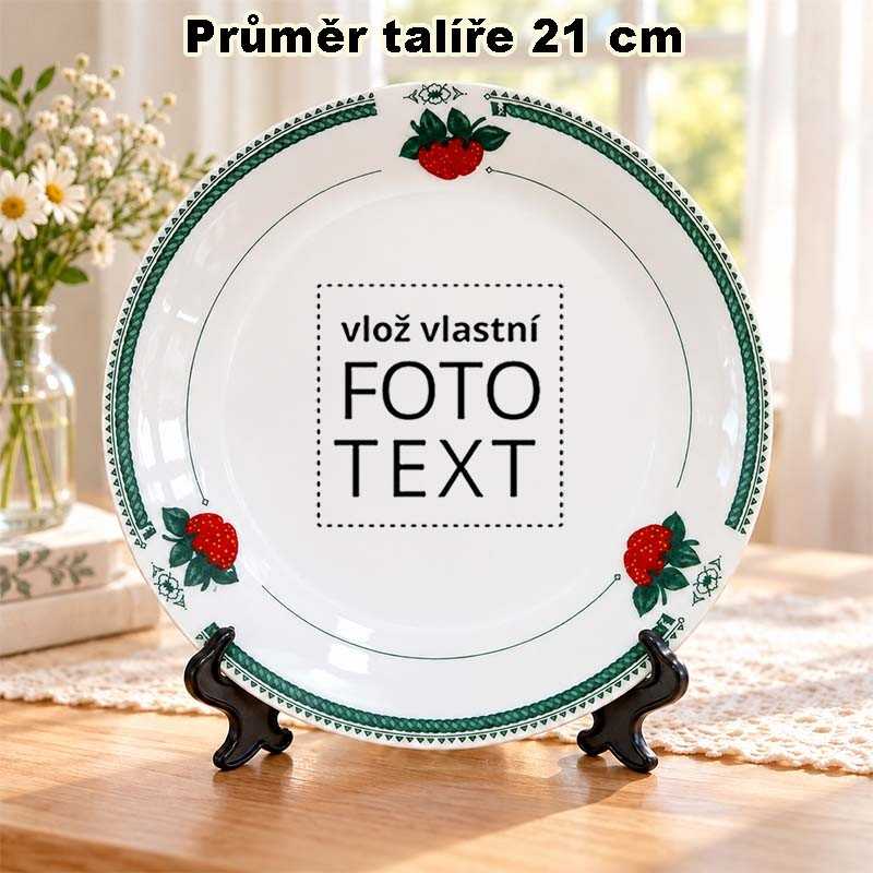 Talíř s vlastním potiskem dekorovaný (Jahoda)