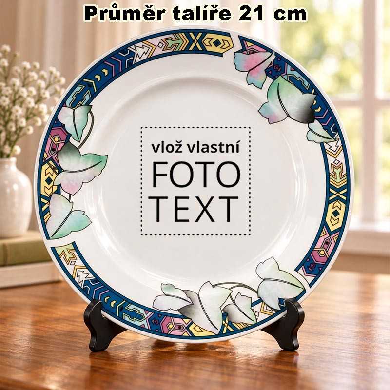 Talíř s vlastním potiskem dekorovaný (Lotosový květ)